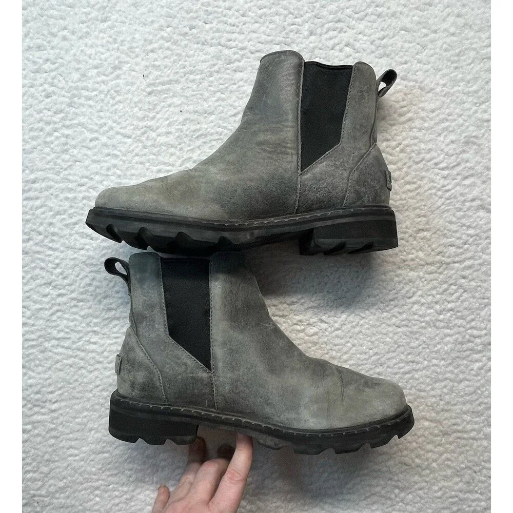 Sorel Boots Womens 9.5 Gray Lennox Waterproof Chelsea Gorpcore Outdoor Rugged